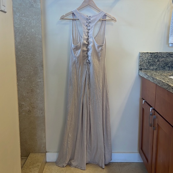 Elizabeth and James Cream Tan Maxi Lace Up Dress Coverup Swim Cover XS - Picture 6 of 7